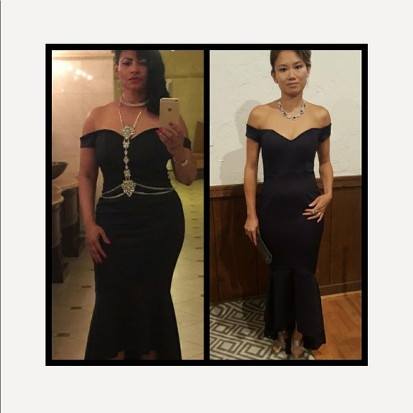 Black Mermaid Asymetrical Gown - Picture 2 of 7